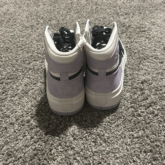Purple and Navy blue platform high top Jordan 1s with a zipper. - Picture 4 of 6